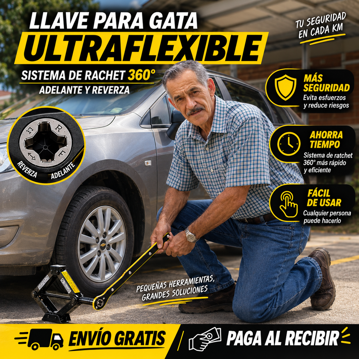 Llave De Trinquete Gata emergencia Auto