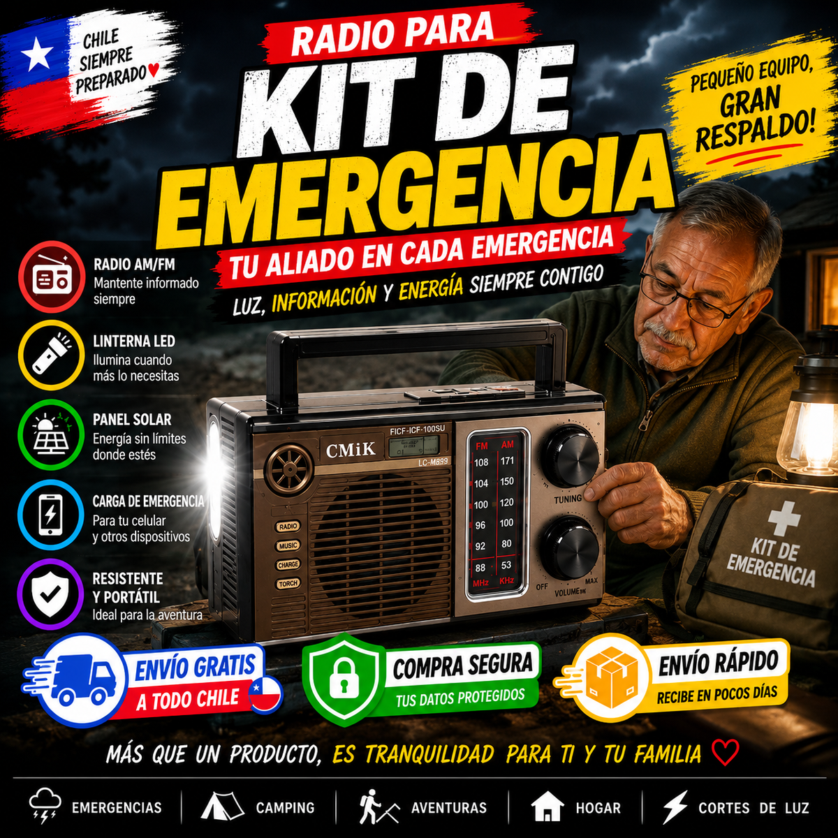 Radio Solar Portátil – Tu Aliado en Cada Emergencia