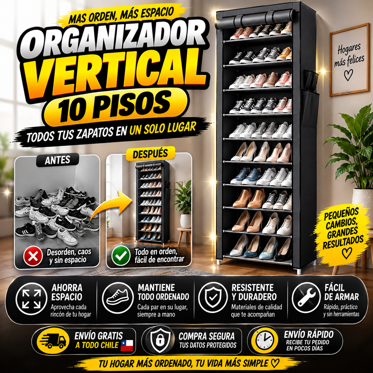 Zapatera Organizador Vertical 10 Niveles